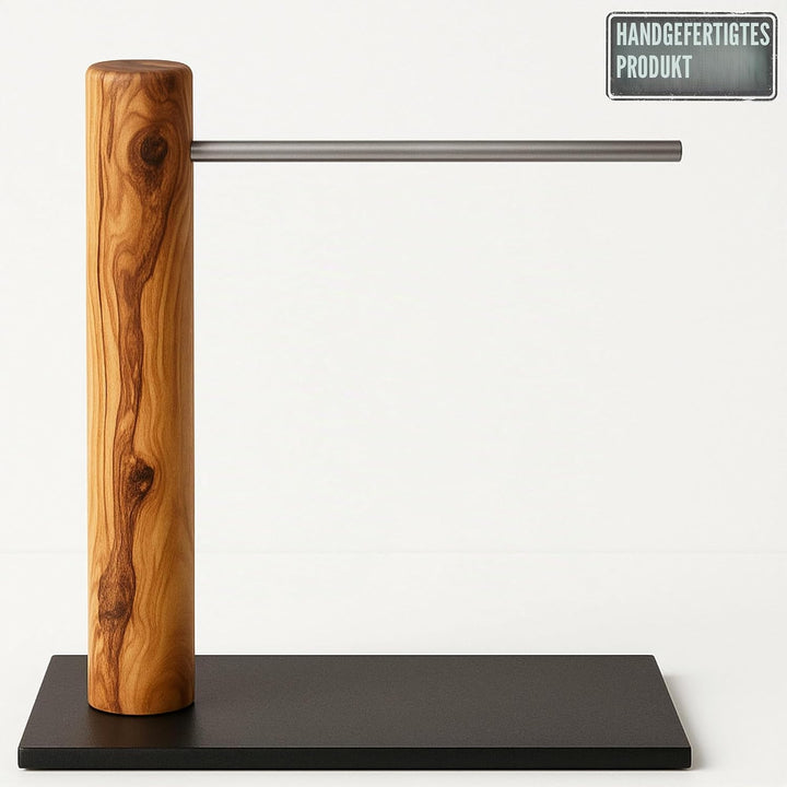 Figura Santa Handgefertigter Bananenhalter aus Olivenholz, Obstständer mit Stange, Italienische Hand
