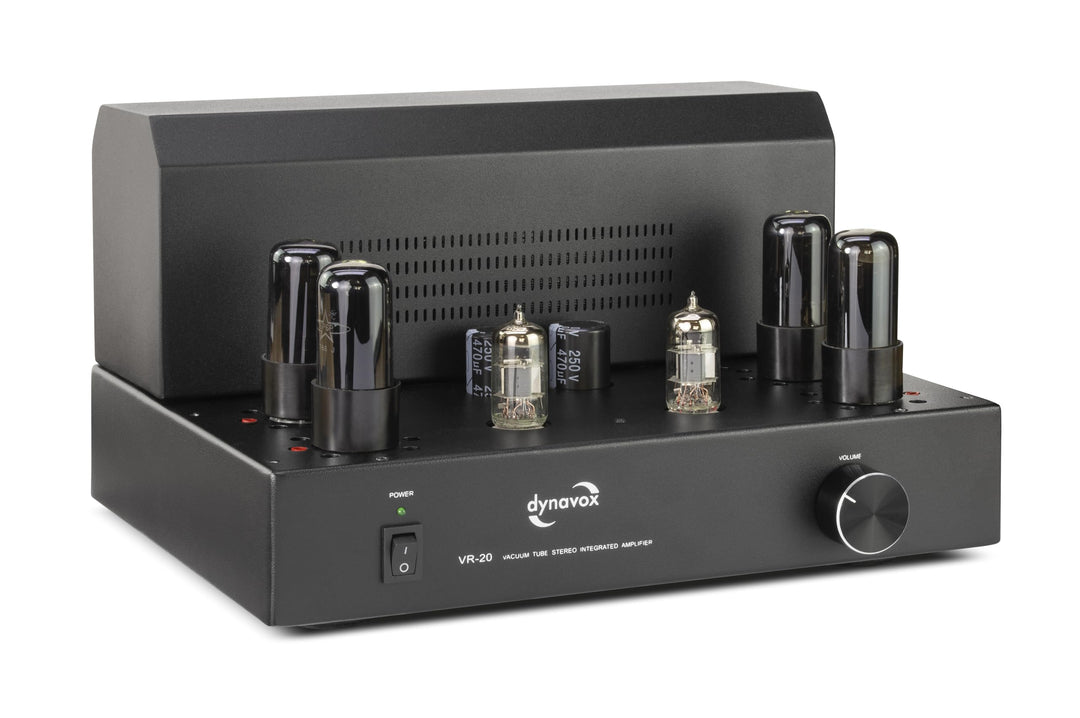 Dynavox Röhrenvollverstärker VR-20 schwarz, HiFi-Verstärker für warmen Röhren-Sound, Vintage-Design