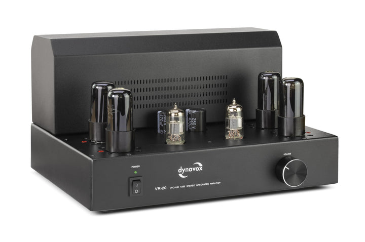 Dynavox Röhrenvollverstärker VR-20 schwarz, HiFi-Verstärker für warmen Röhren-Sound, Vintage-Design