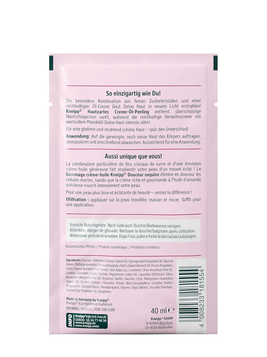 Kneipp Hautzartes Creme-Öl-Peeling - Körperpeeling mit wertvollem Mandelöl und feinen Zuckerkristall