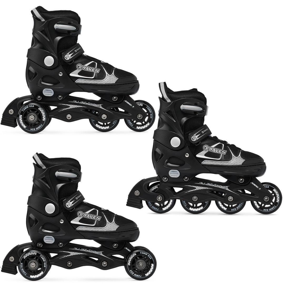 Raven 3in1 Verstellbare Inline Skates Spirit - Inliner Triskates - Rollschuhe - Kugellager Abec7 - S