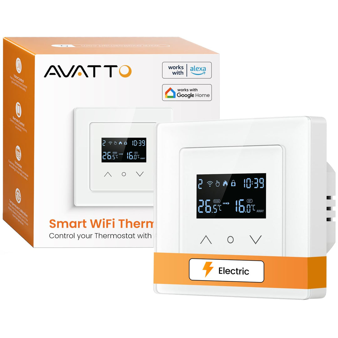 AVATTO 55x55mm Smart WiFi Thermostat für elektrische Fussbodenheizung, programmierbarer Raumthermost