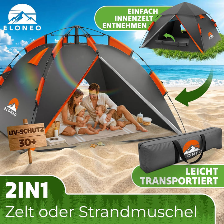 ELONEO Wurfzelt - extra wasserdicht & stabil, schneller Auf- & Abbau in 45 Sekunden | Wurfzelt 4 Per