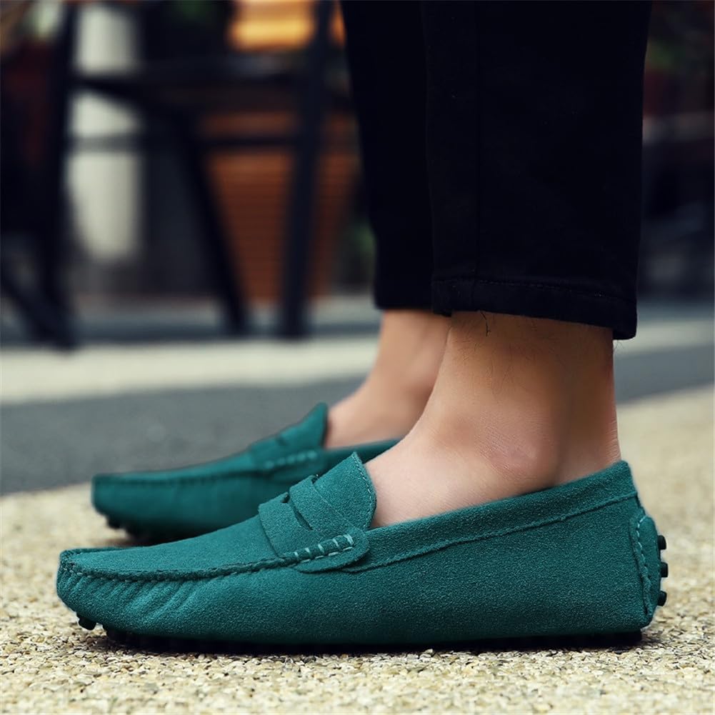 Herren Wildleder Penny Loafers Gemütlich Fahrende Schuhe Mokassin Slippers 43 EU Himmelblau, 43 EU H