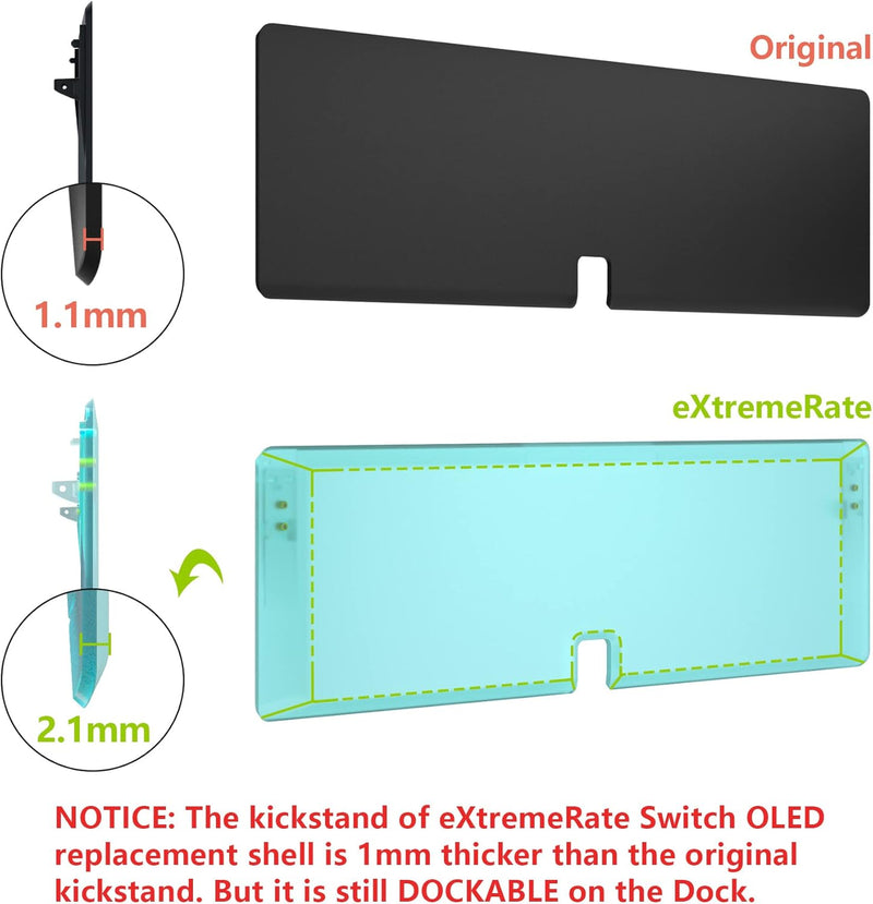 eXtremeRate Full Hülle für Nintendo Switch OLED, DIY-Ersatz Konsole case & Kickstand, NS Joycon Gehä