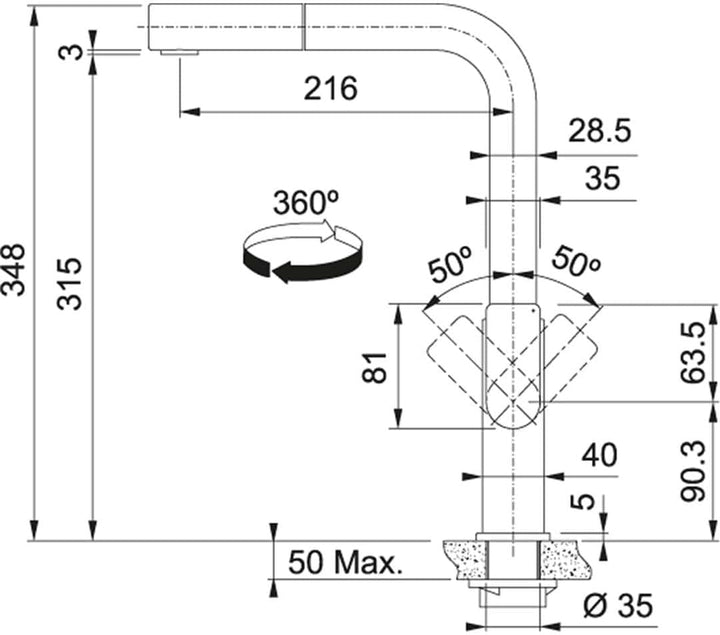 Franke MYTHOS PULL-OUT 115.0547.853 Spültischarmatur, Edelstahl