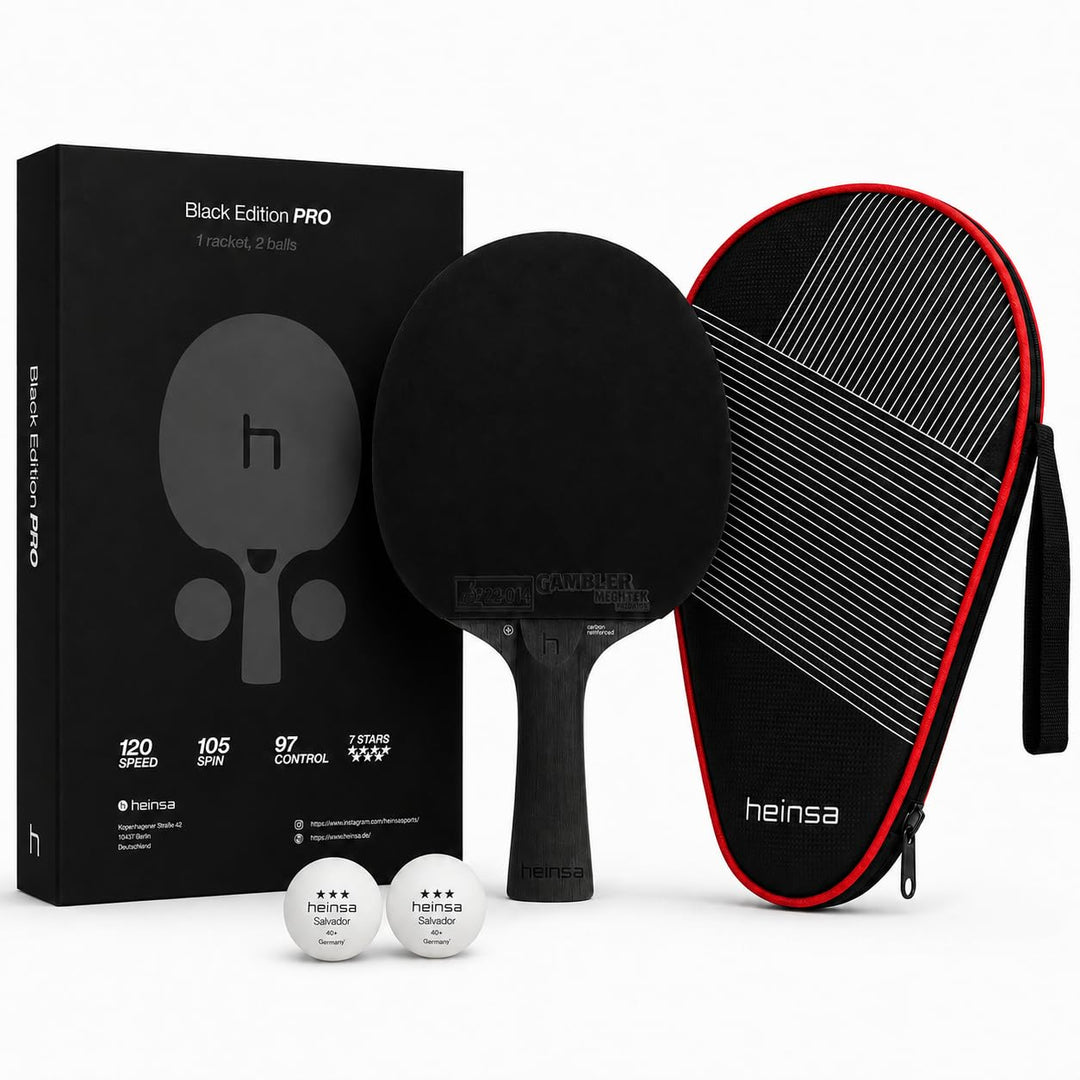 Black Edition Pro – Carbon Tischtennisschläger mit Mech-Tek Predator Belag (2,1 mm), ITTF-zugelassen
