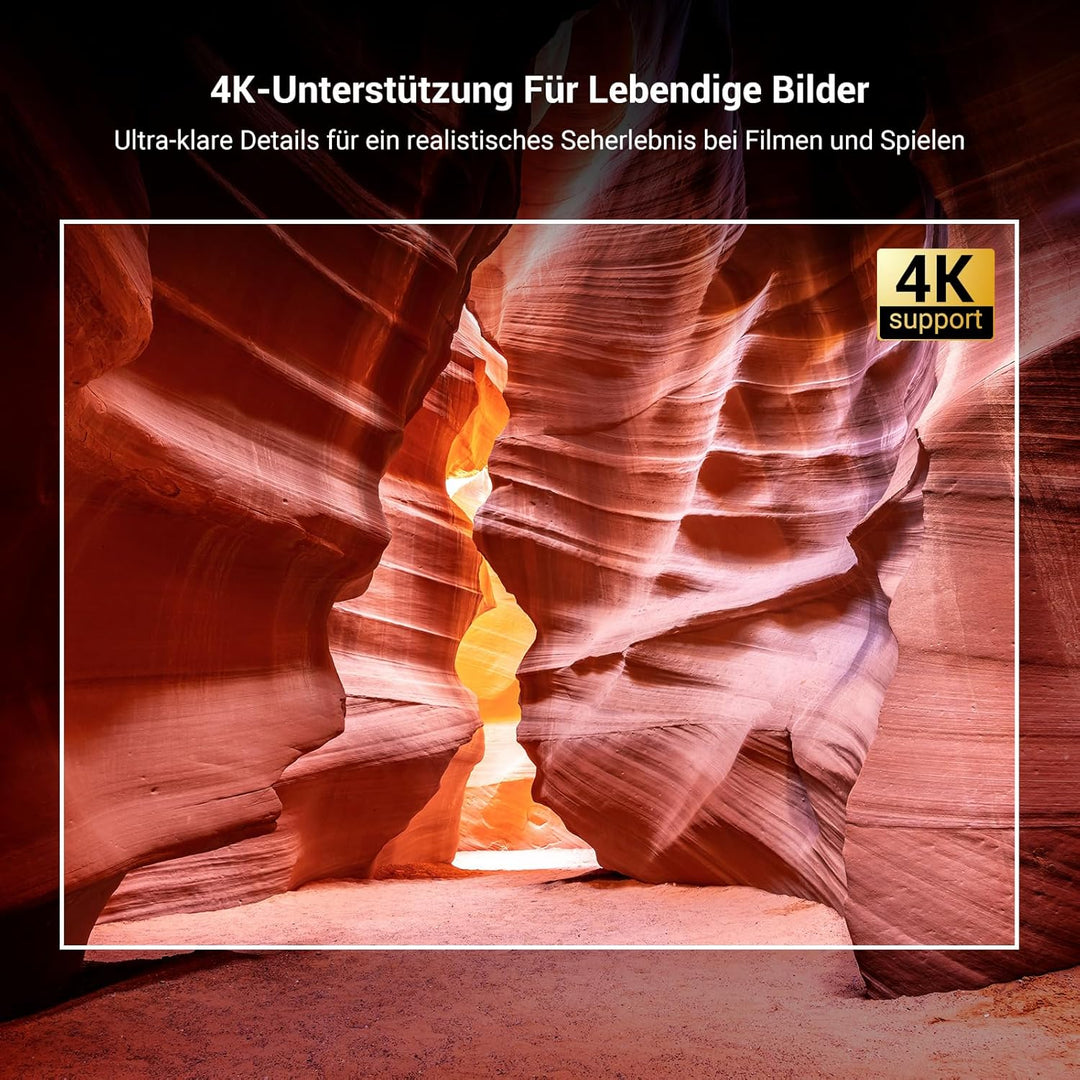 4K Smart Beamer mit integrierter Netflix-App, HAPPRUN Heimkino Projektor mit Autofokus, Dolby Audio