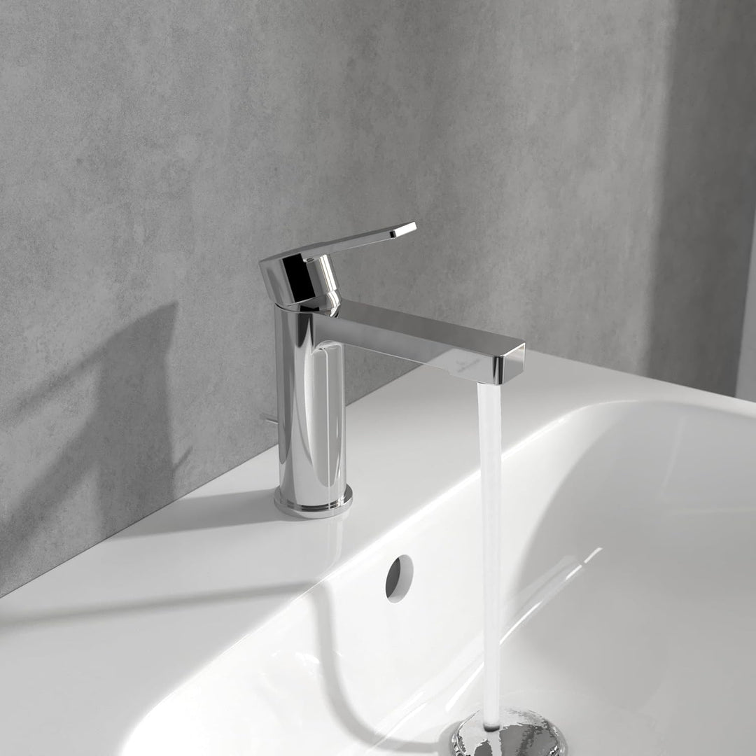 Villeroy & Boch Architectura Waschtischarmatur, Wasserhahn Bad mit Zugstange und Keramikkartusche, W