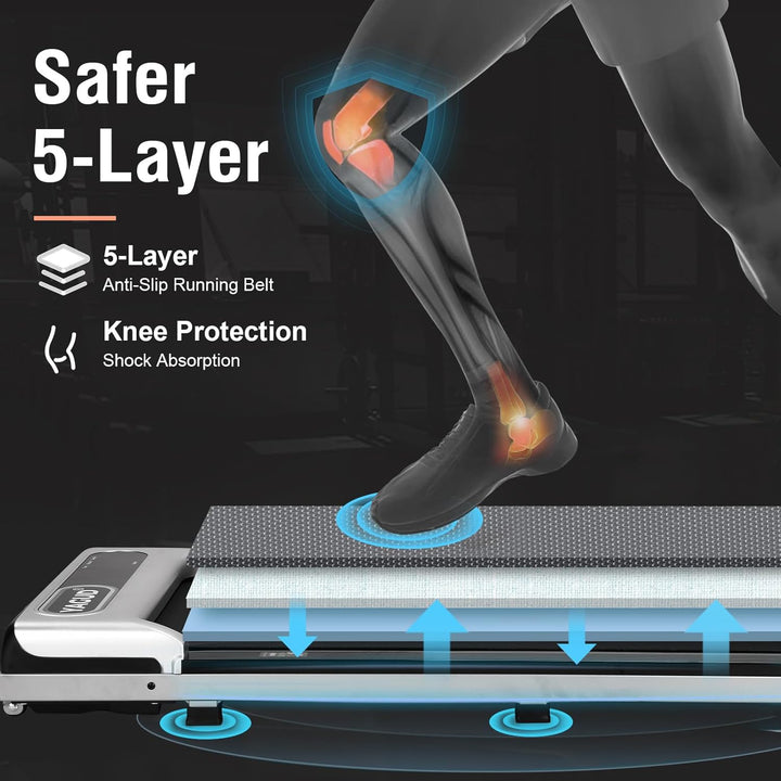 Laufband für Zuhause klappbar, Untertisch-Laufband, 2,5 PS Walking Pad mit Fernbedienung und LED-Dis