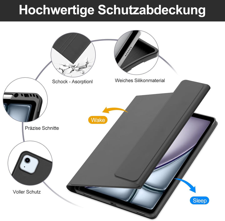 Tastatur für iPad Air 13" M4 2026/M2/M3 (2024/2025) mit Touchpad, Hülle mit Tastatur für iPad Pro 12
