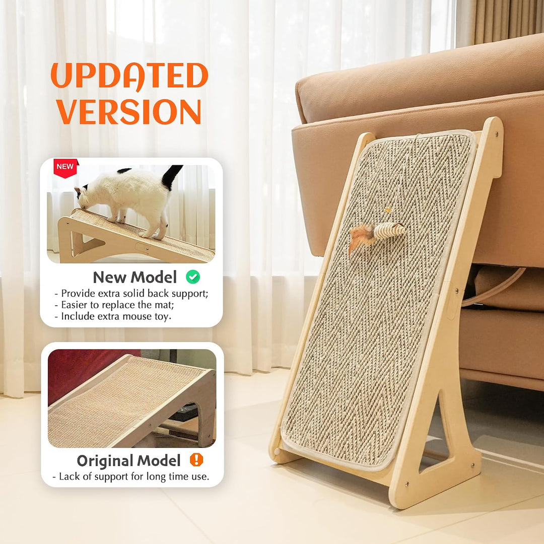 PETKARAY Kratzbrett Katze, 68 cm Hohe L-förmiger Sisal Kratzsäule, Dual-Use Kratzpads für Katzen, Ka