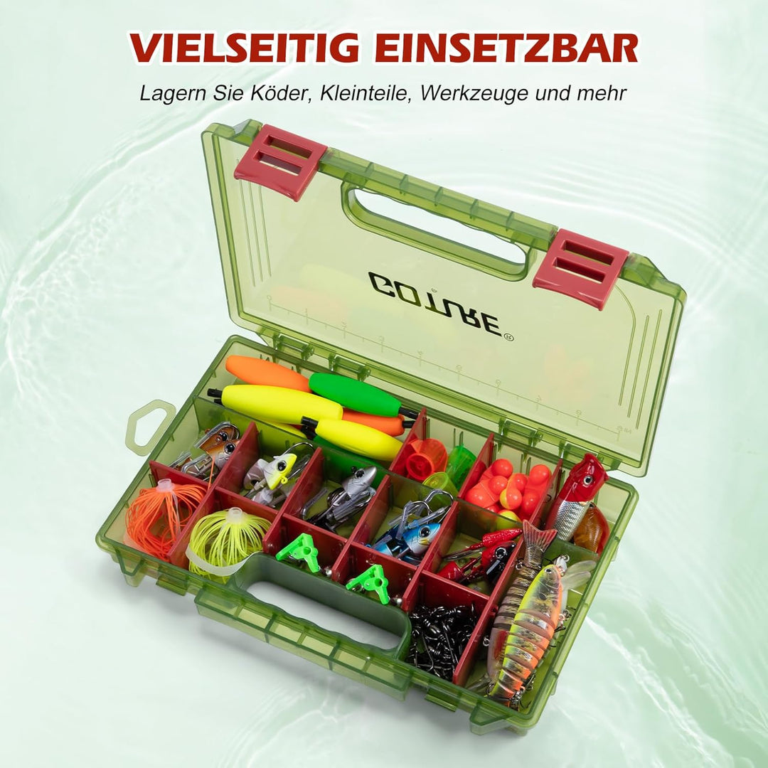 Goture Verdickte Köderbox Angeln 3700 - Transparente Angelbox mit Messlineal, Verstellbaren Trennwän