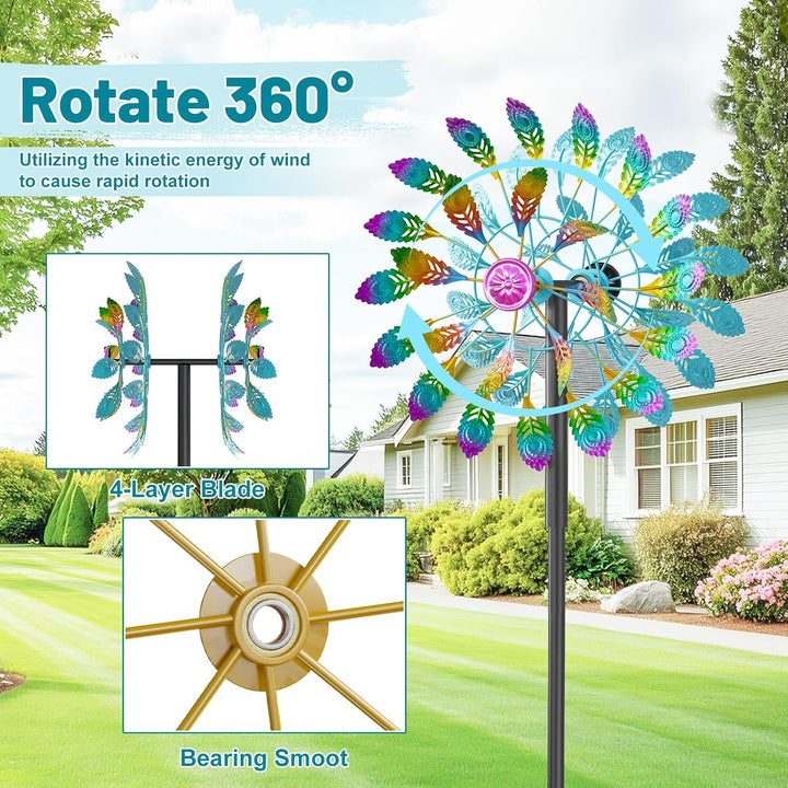 Metall Windrad Garten Dekoration in Retro-Farben - Windspiele für Garten, Rasen und Terrasse, Windsk