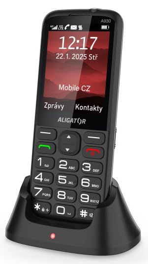 ALIGATOR AZA930B Senioren-Grosstasten 4G/LTE Handy mit SOS-Knopf und SOS Locator. Anwendung „Rettung