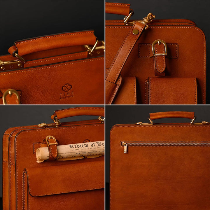 Time Resistance Leder Arbeitstasche – Handgemacht Ledertasche 15 Zoll Laptoptasche Bürotasche Notebo
