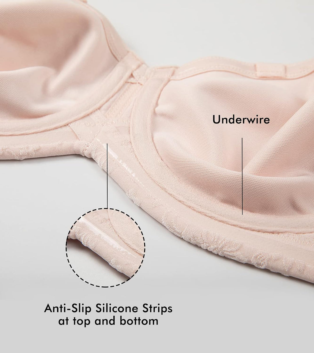DELIMIRA Damen Trägerloser BH Jacquard mit Bügel ohne Einlagen Grosse Grössen 70B Aprikosenrosa, 70B