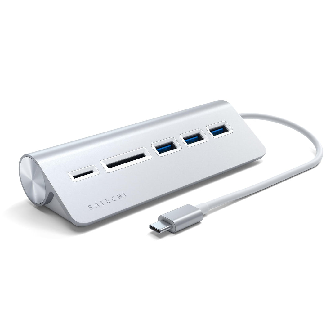 SATECHI 5-in-1 Desktop USB-C Hub Kombination aus Aluminium mit 3 USB-A Anschlüssen (5 Gbit/s) und mi