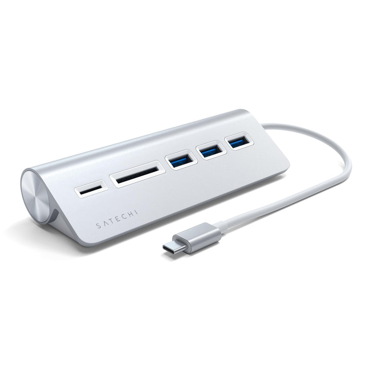SATECHI 5-in-1 Desktop USB-C Hub Kombination aus Aluminium mit 3 USB-A Anschlüssen (5 Gbit/s) und mi
