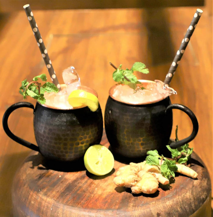 Staglife Schwarzer Kupferbecher Reines Kupfer Moscow Mule Becher 2er Set für Herren Moskau Mule Bech
