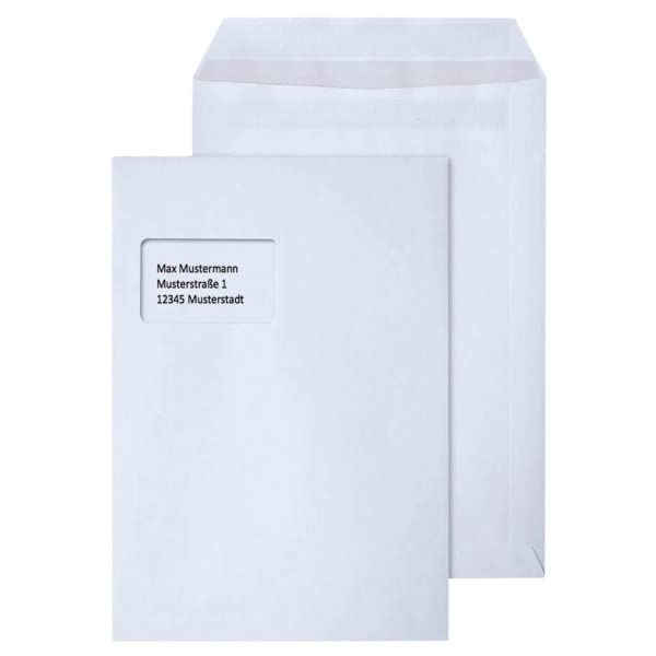 50 x C4 Versandtaschen von Beyond Dreams - Umschläge weiss mit Fenster - A4 Briefumschlag - selbstkl