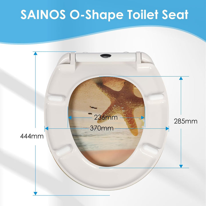 Duroplast-Toilettensitz, O-förmiger Toilettendeckel mit Soft-Close-Mechanismus, Edelstahlscharnier,