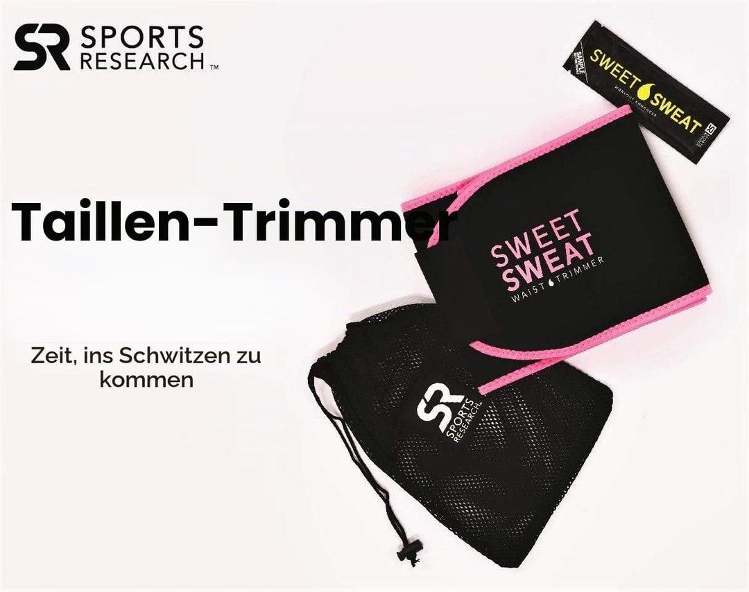 Sweet Sweat Taille Trimmer (Rosa Logo) für Männer & Frauen. Inklusive gratis Probe des Sweet Sweat W