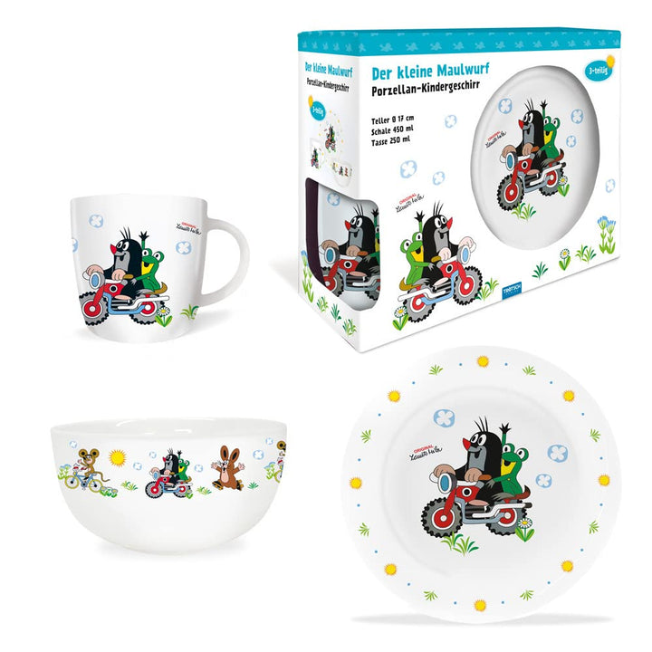 Trötsch Der kleine Maulwurf Geschirrset Motorrad, Literaturbeilage