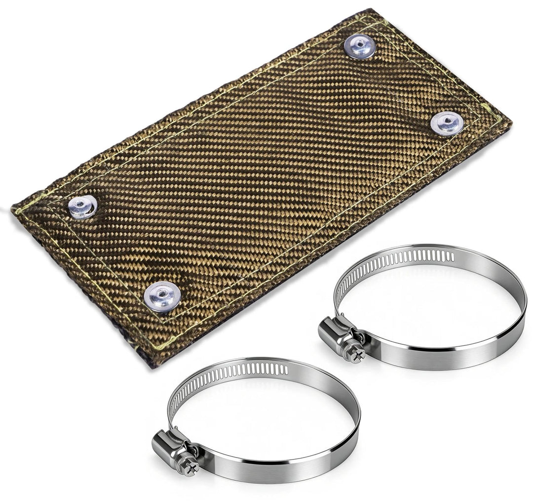 ilauke Hitzeschutzband Auspuff, Glasfaser und Edelstahl, Schwarz Auspuff Dichtband 10 x 20.3cm, mit