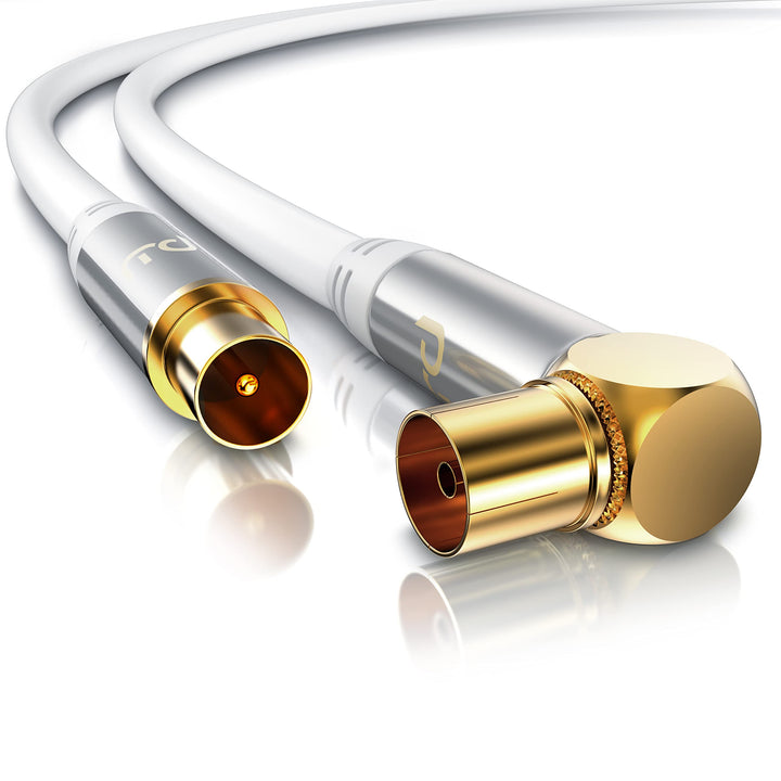CSL - Antennenkabel gewinkelt 8k 4k HDTV - 5m Meter Antennen kabel - Kupplung 90° Winkel zu Stecker
