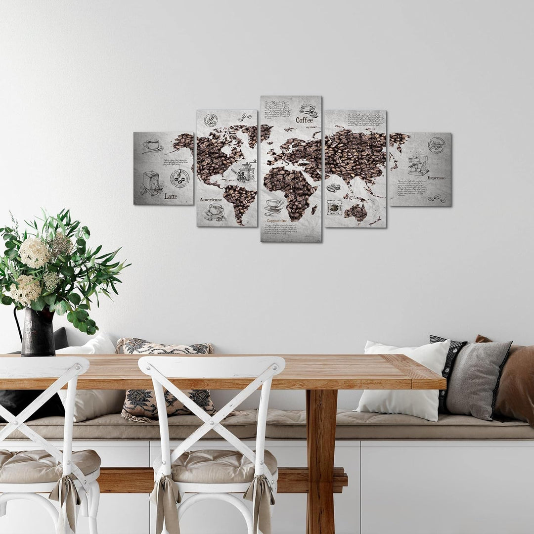 Runa Art Wandbilder Küche Kaffee 5 Teilig Bild auf Vlies Leinwand Deko Esszimmer Küchenbilder Weltka