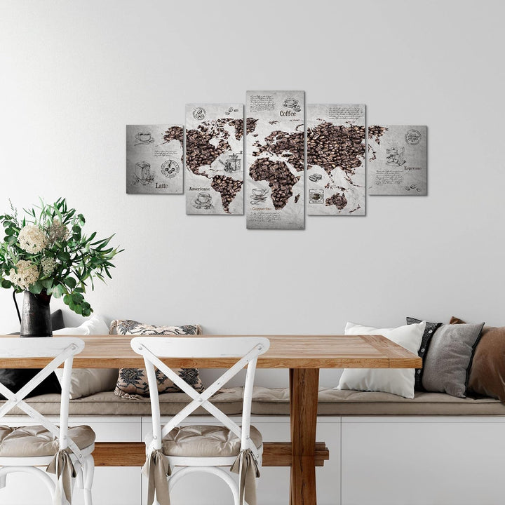 Runa Art Wandbilder Küche Kaffee 5 Teilig Bild auf Vlies Leinwand Deko Esszimmer Küchenbilder Weltka