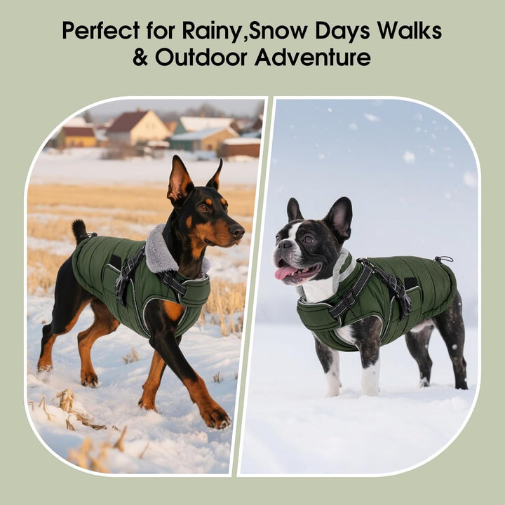 ASENKU Hundemantel für Kleine Hunde mit Geschirr, Warme Fleece Hundemantel Winter Wasserdicht Mit Br