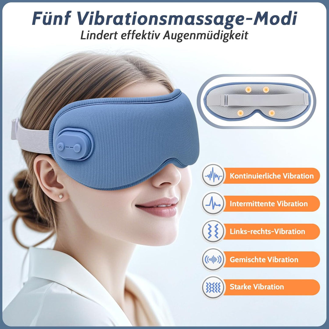 Wiederaufladbare Kabellose 3D Augenwärme Schlafmaske, Lichtundurchlässig Augenmaske mit Einstellbare