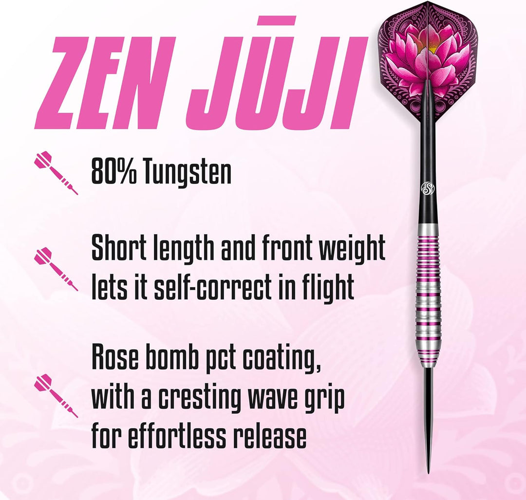 Shot! Zen Zuji Steel Tip Dart Set 80% Wolfram Pro Wurfpfeile Steel Tip Set Professional - Made in Ne