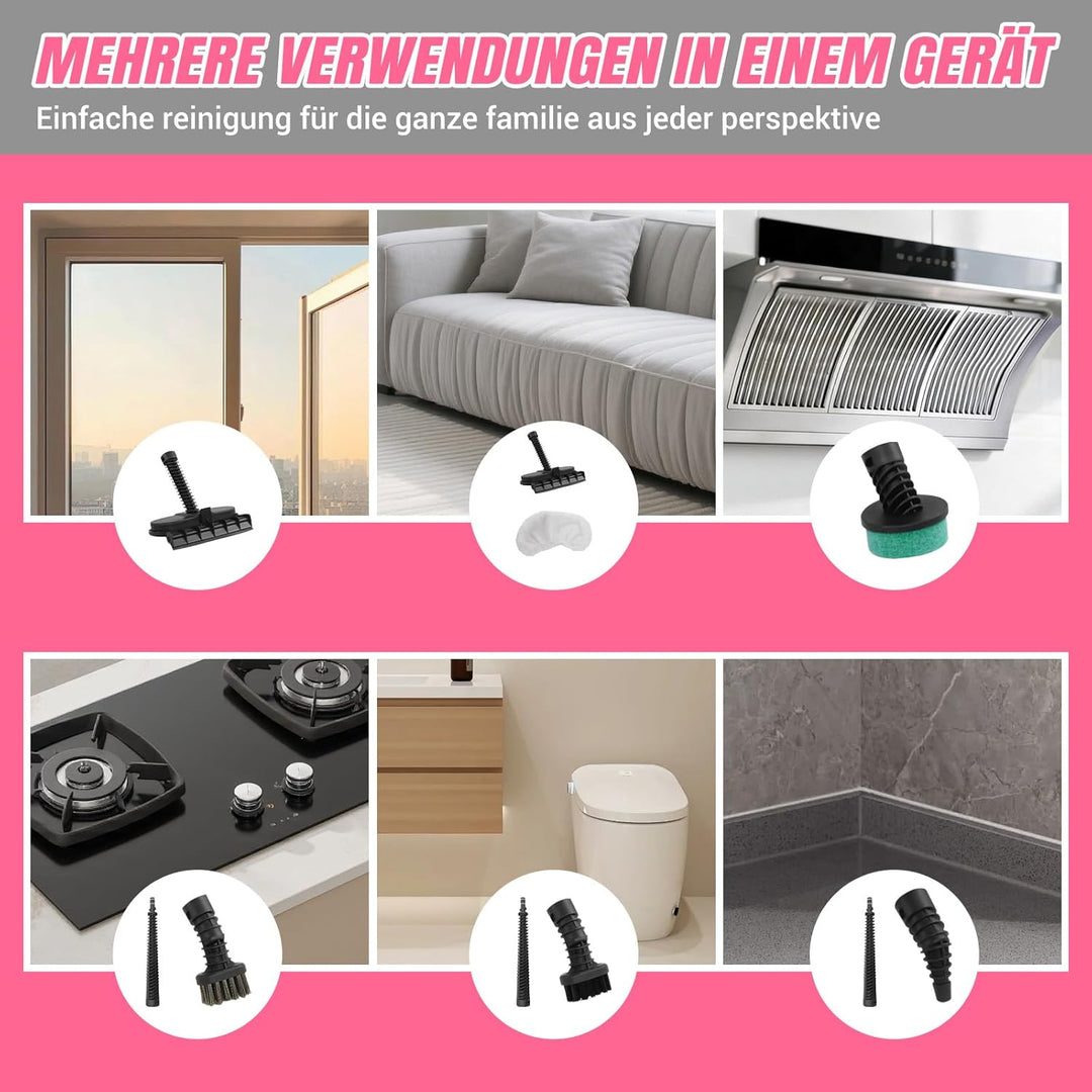 2000W Dampfreiniger, 4,5-5 Bar Hochdruck Dampfmopp mit 1,9L Grosstank (1,6L Empfüllmenge) & 40 Min D