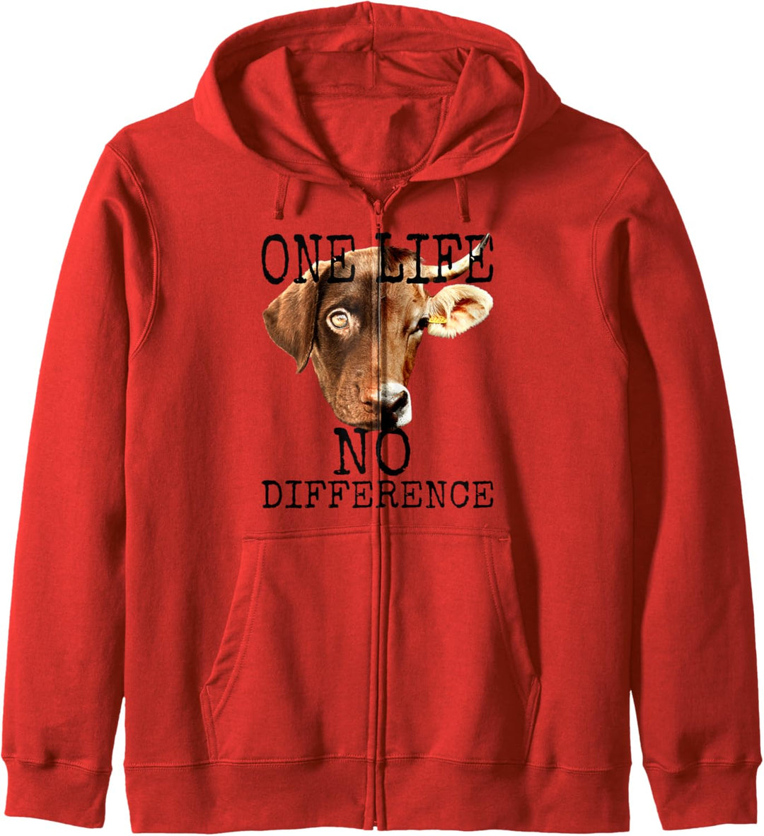 One Life No Difference Vegan Vegetarier Tierliebe Veganer Kapuzenjacke