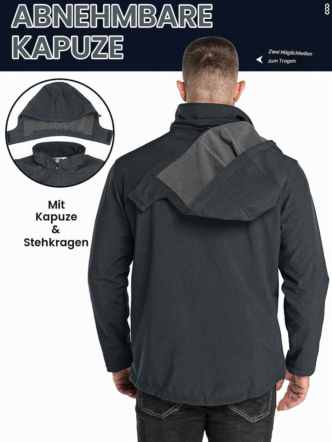 33,000ft Softshelljacke für Herren Wasserdicht Winterjacke Winddicht Warme Fleece Gefüttert Windbrea