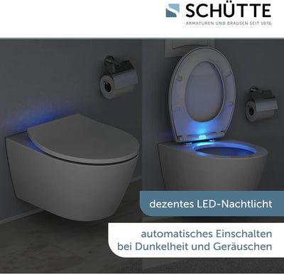 SCHÜTTE WC-Sitz mit Absenkautomatik und LED Nachtlicht | Leuchtender Klodeckel Schnellverschluss | W