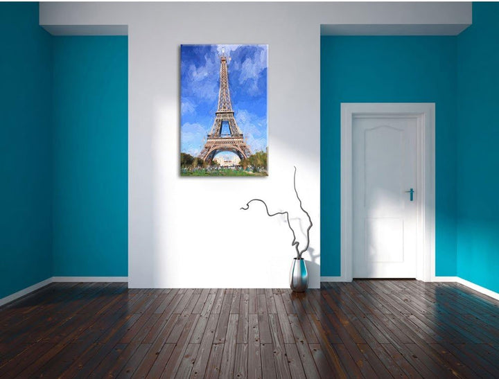 Eifelturm in Paris Pinsel Effekt, Format: 100x70 auf Leinwand, 100x70