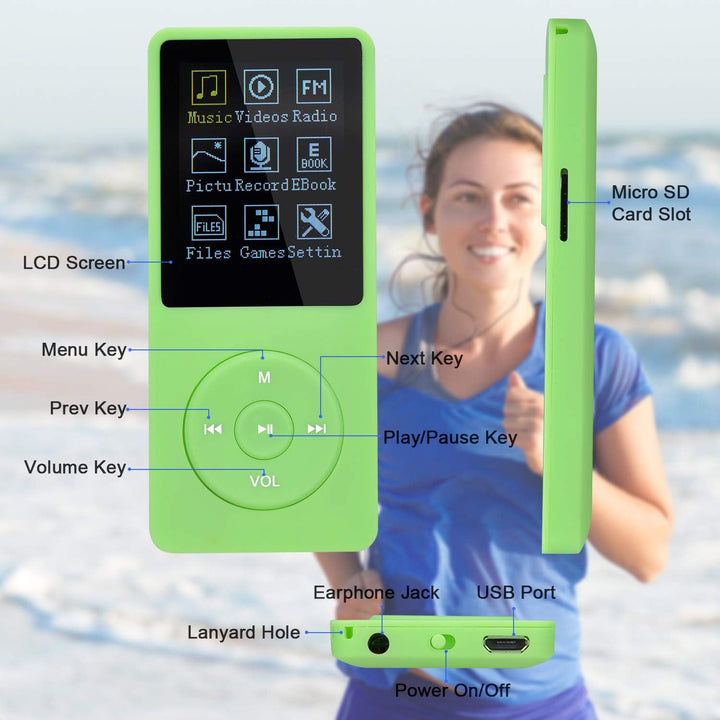 COVVY 8GB Tragbare MP3 Musik Player, Support bis zu 64GB SD Speicherkarte, Lossless Sound HiFi MP3 P