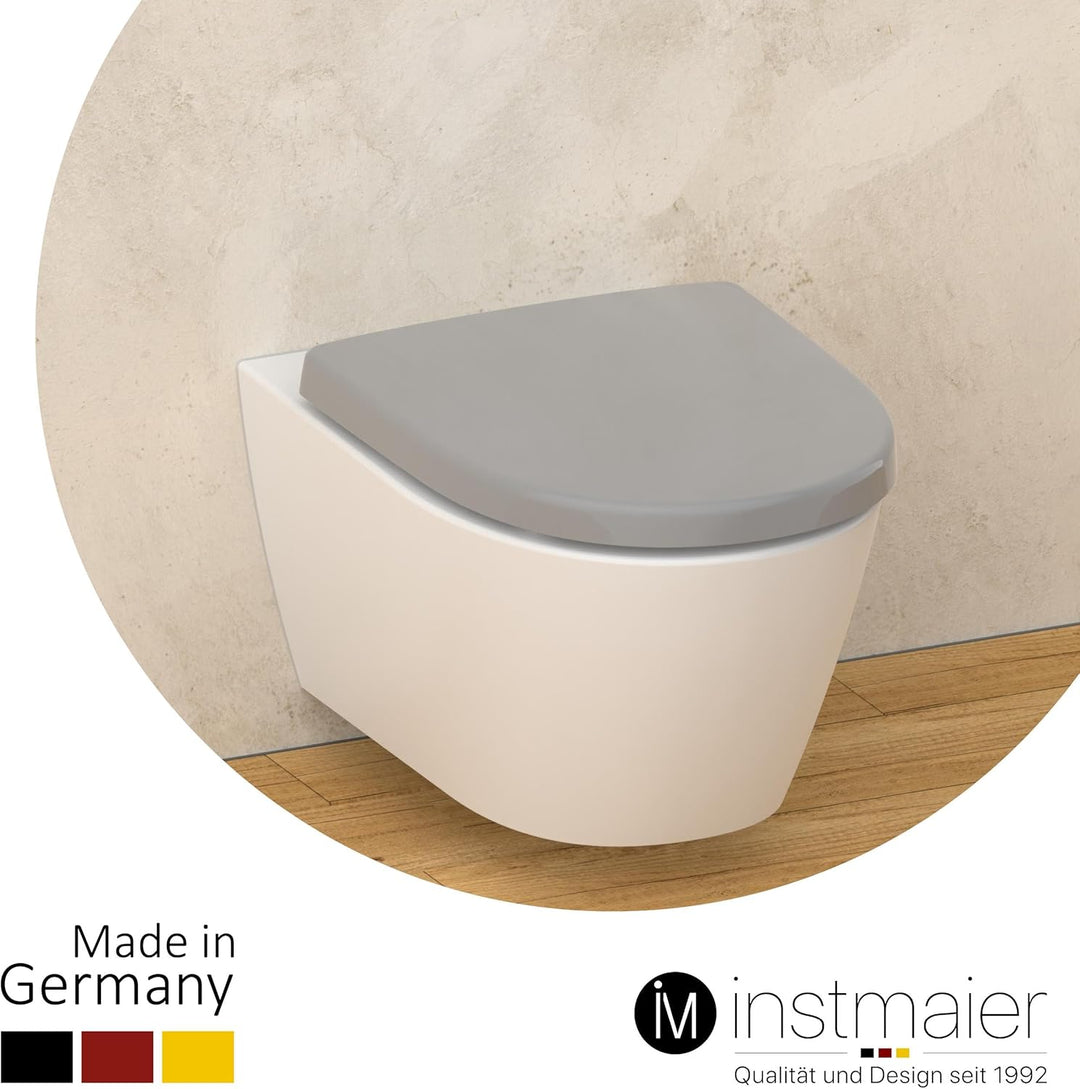 instmaier | D-Form | Toilettendeckel mit Absenkautomatik | Manhattan-Grau | Made in Germany | Toilet