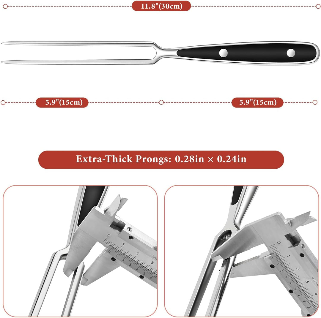 Profi Fleischgabel Edelstahl 30cm–Tranchiergabel Grillgabel für Braten &amp; BBQ Schwarz, Schwarz