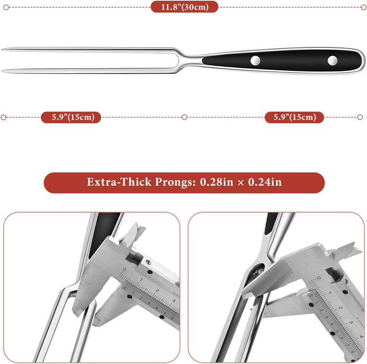 Profi Fleischgabel Edelstahl 30cm–Tranchiergabel Grillgabel für Braten &amp; BBQ Schwarz, Schwarz