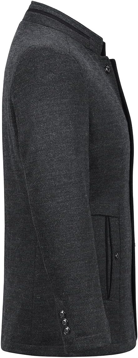 Allthemen Wintermantel Herren Kurzmantel Slim Fit Mantel mit Stehkragen Wolle Warm Wollmantel Busine
