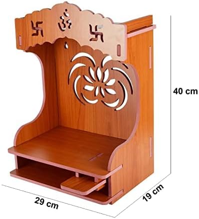 MS Enterprise Wandbehang aus Holz mit Mandir-Puja-Motiv, Dekoration für das Büro oder Zuhause, Schwa