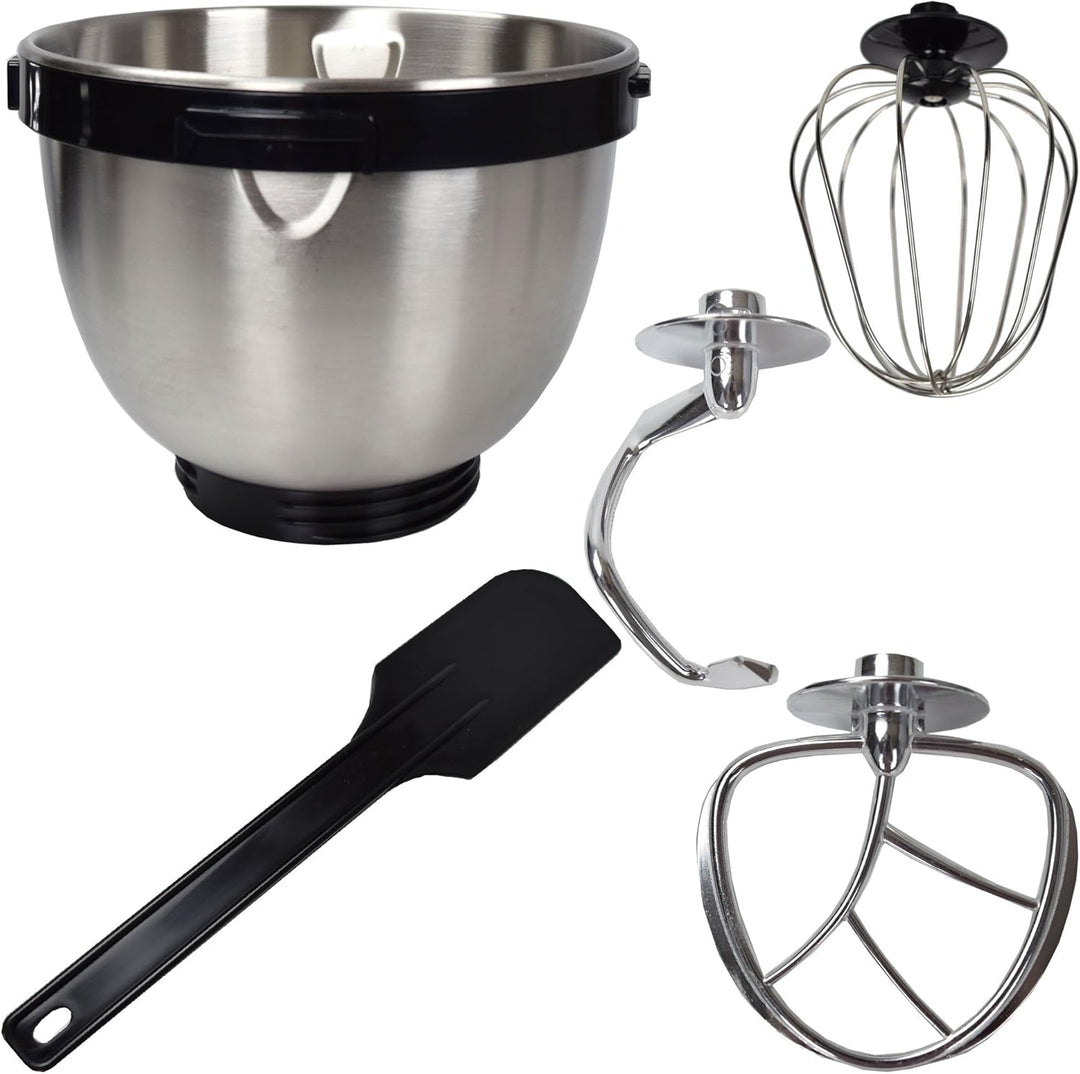 Syntrox Germany KM-600W Küchenmaschine Knetmaschine Mixer, Edelstahl-Behälter, 4 Liter, silber