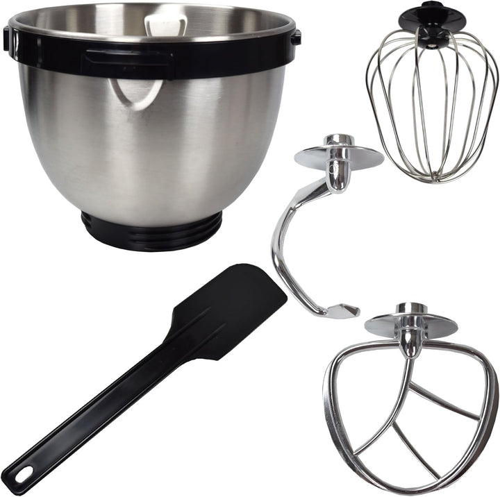Syntrox Germany KM-600W Küchenmaschine Knetmaschine Mixer, Edelstahl-Behälter, 4 Liter, silber