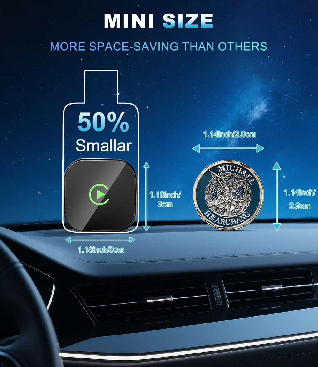 CarPlay Wireless Adapter für iPhone – Upgrade auf kabelloses CarPlay, Plug & Play, USB/Type-C, Mini