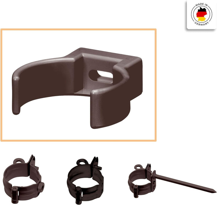 INEFA Rohrschelle Clip, PVC-U DN 50, 25 Stück Dunkelbraun Fallrohrschelle, Dachrinnenzubehör, einfac